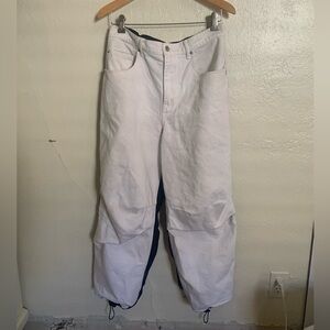 Alexander Wang Black and White Parachute and Denim Blocked Pants 28